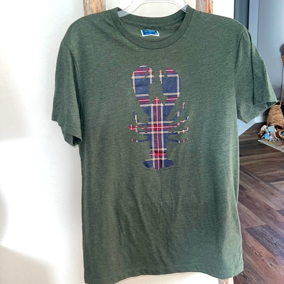 Men’s J.Crew Hunter Green‎ Lpbster Plaid Logo Stretch Tee sz S - Picture 1 of 5